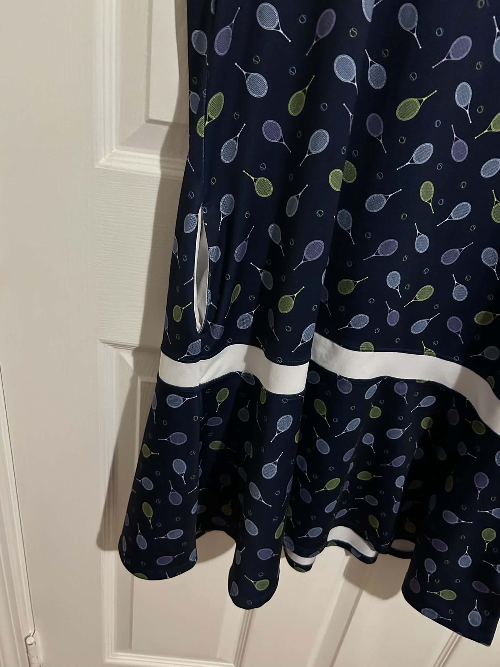 Navy Tennis-Print Sleeveless Casual Dress - Picture 4 of 5